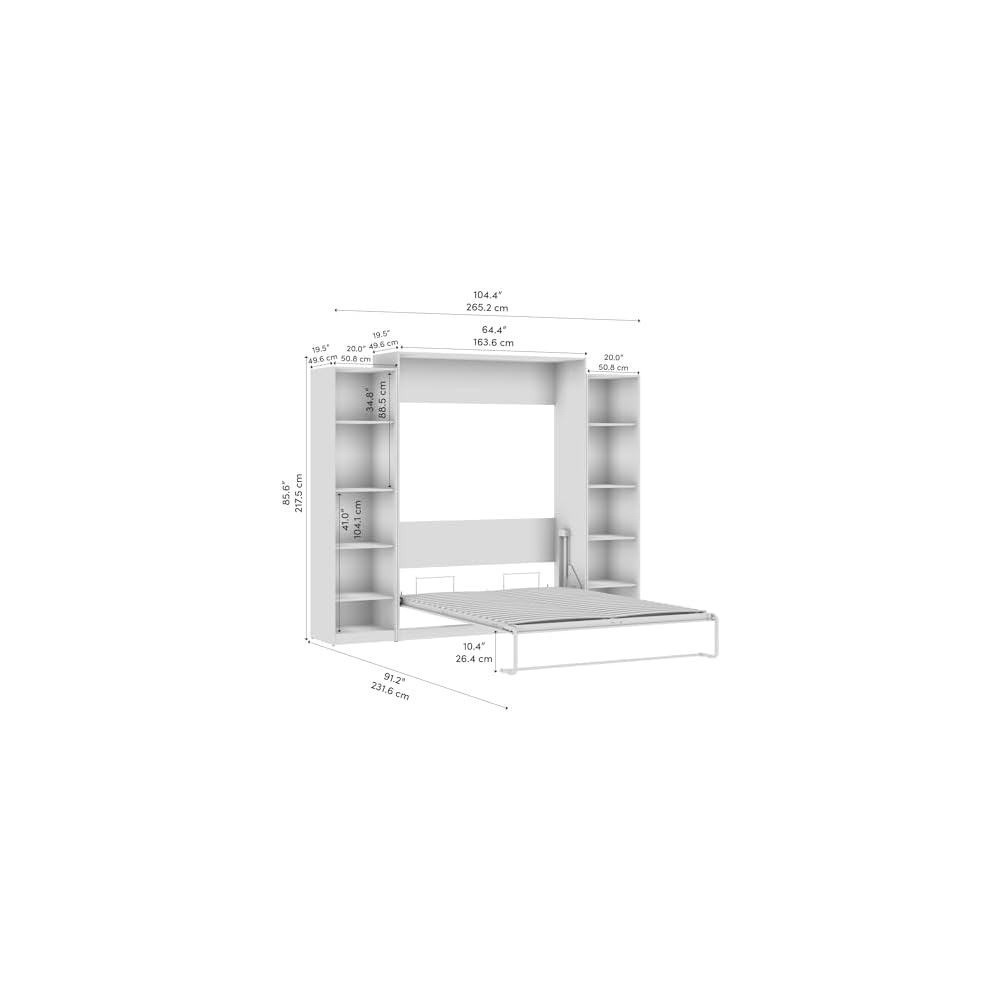 Bestar Queen Murphy Bed & Closet Organizer, Platinum Gray, Claremont, 105W