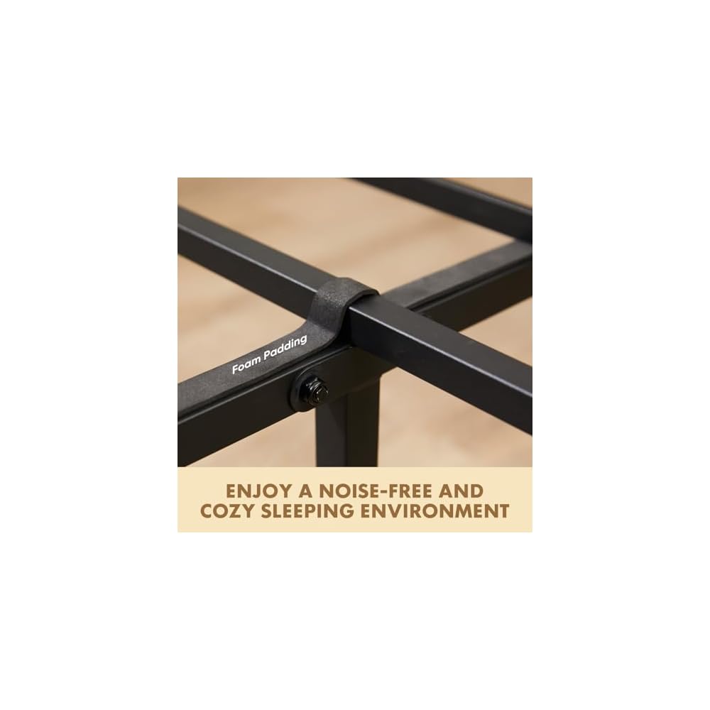 OLIXIS Twin Platform Bed Frame with Wooden Headboard and Footboard, Heavy Duty Metal Slat Mattress Base, 500 LBS Weight Capacity, Sturdy Stable Structure, No Box Spring Needed, Quick Simple Assembly