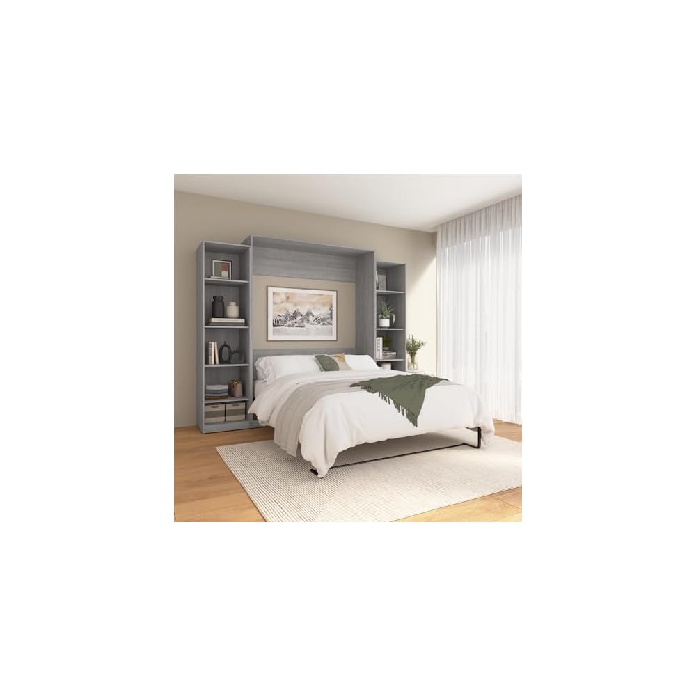 Bestar Queen Murphy Bed & Closet Organizer, Platinum Gray, Claremont, 105W