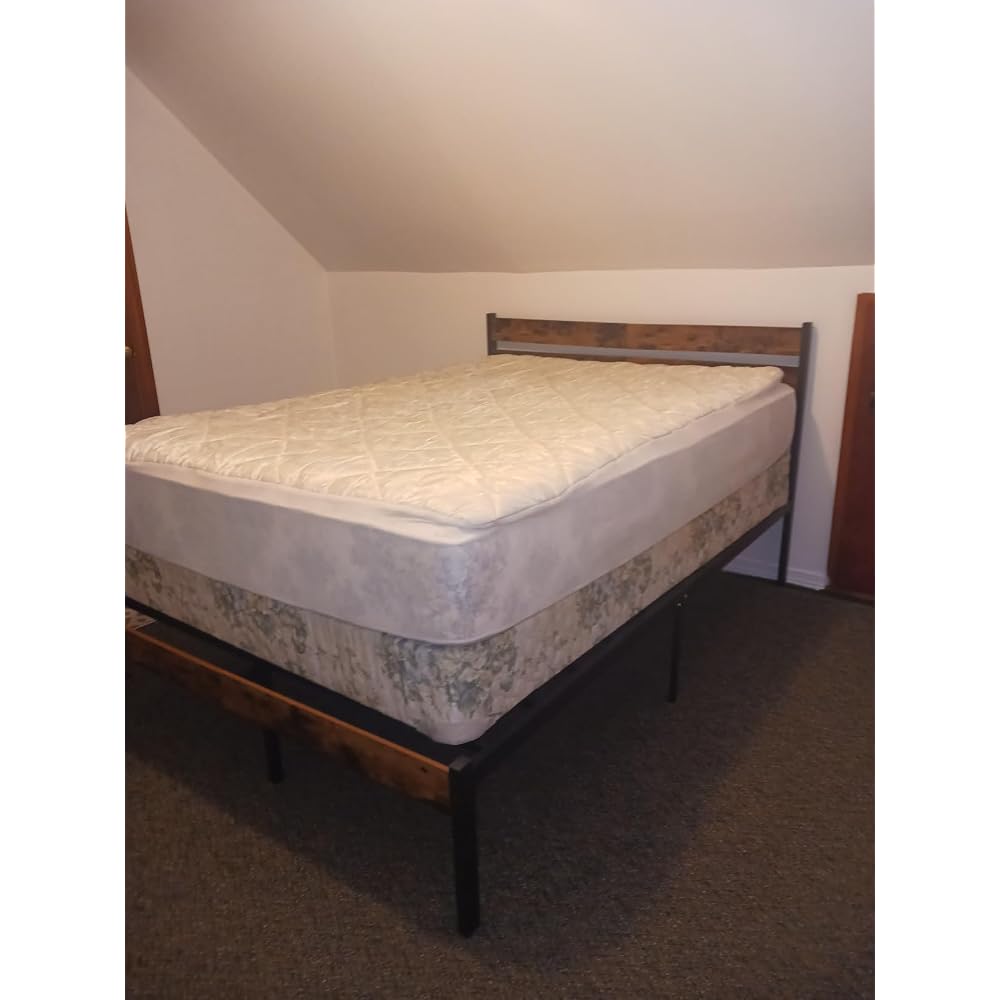 OLIXIS Twin Platform Bed Frame with Wooden Headboard and Footboard, Heavy Duty Metal Slat Mattress Base, 500 LBS Weight Capacity, Sturdy Stable Structure, No Box Spring Needed, Quick Simple Assembly