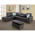 98" Faux Leather Sectional Sofa with Left Facing Chaise, L-Shaped 5 Seater Conrner Couch with Removable Storage Ottoman and Hidden Cup Holders for Living Room,Black