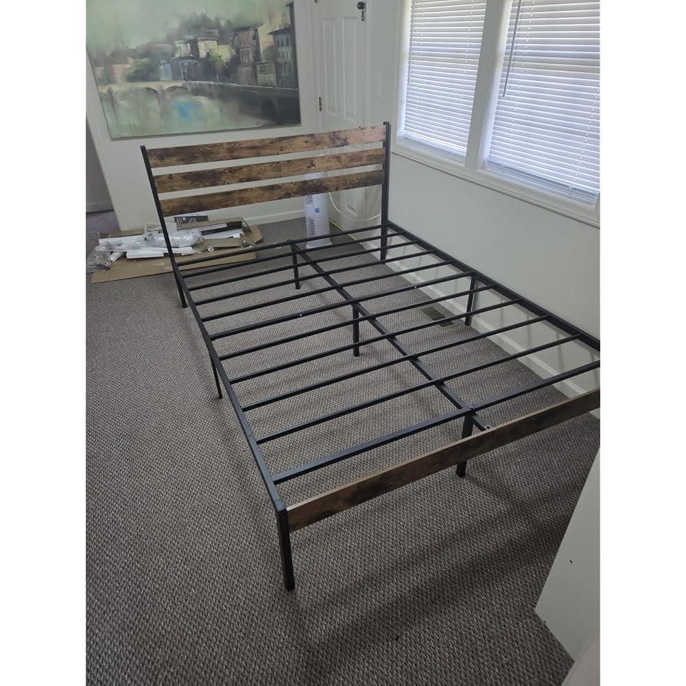 OLIXIS Twin Platform Bed Frame with Wooden Headboard and Footboard, Heavy Duty Metal Slat Mattress Base, 500 LBS Weight Capacity, Sturdy Stable Structure, No Box Spring Needed, Quick Simple Assembly