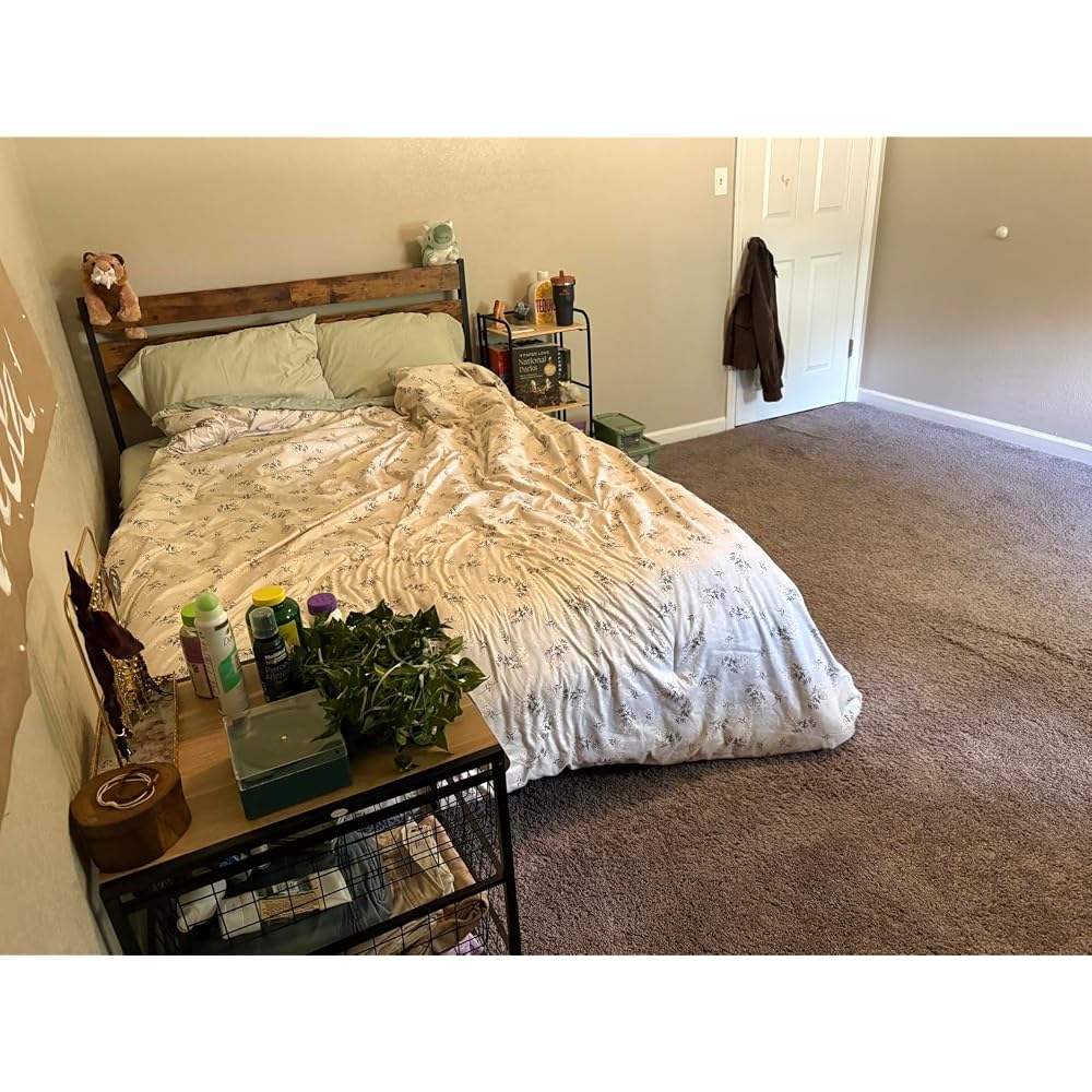 OLIXIS Twin Platform Bed Frame with Wooden Headboard and Footboard, Heavy Duty Metal Slat Mattress Base, 500 LBS Weight Capacity, Sturdy Stable Structure, No Box Spring Needed, Quick Simple Assembly